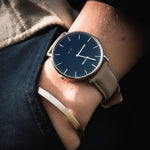 Classico 40 Couro Cinzento Camurça Azul Prateado - Lambretta Watches - Lambrettawatches