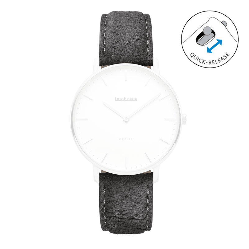 Couro Preto Classico Angustiado (18mm) - Lambretta Watches - Lambrettawatches